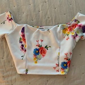 Tobi Off the shoulder Floral Crop Top